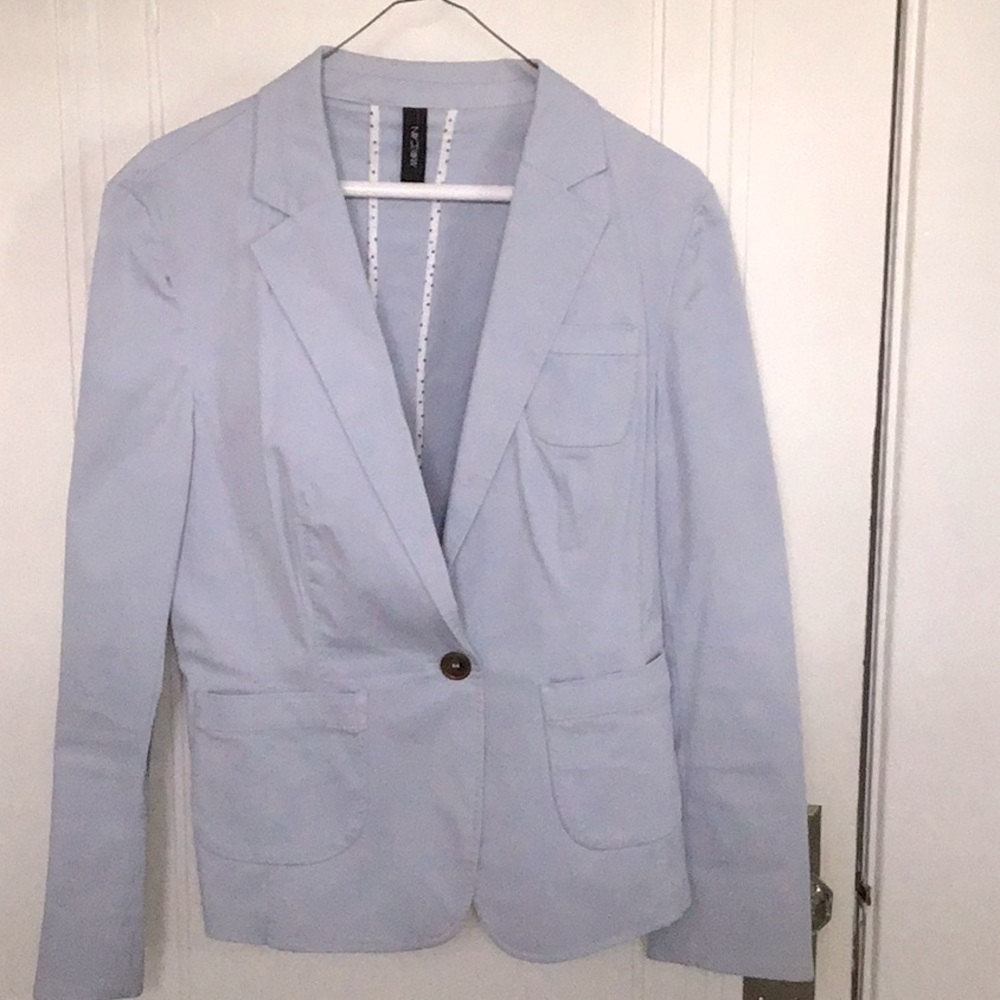 Marccain Light Blue Cotton Blazer, Size 10